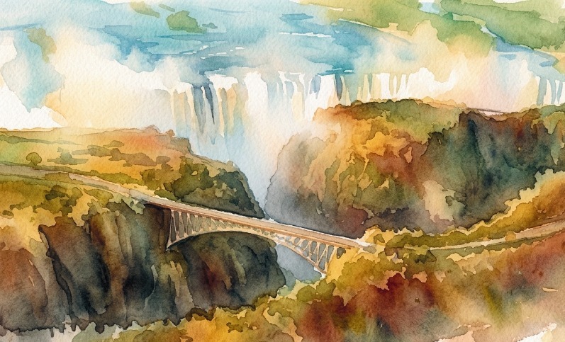 Acuarela de las Cataratas Victoria